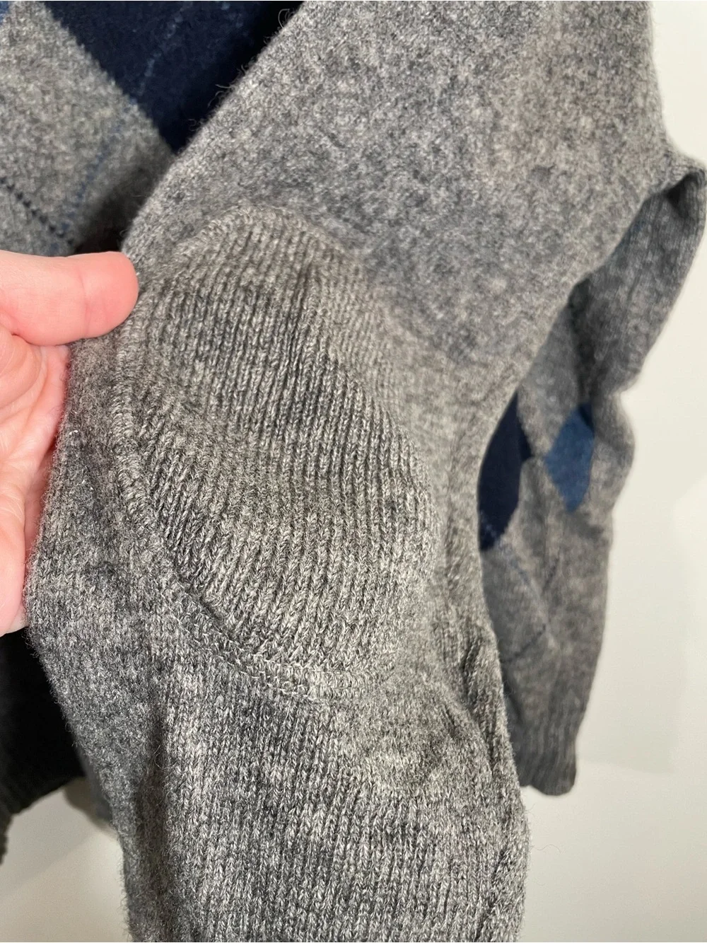 J Crew quarter-zip lambswool argyle sweater XL